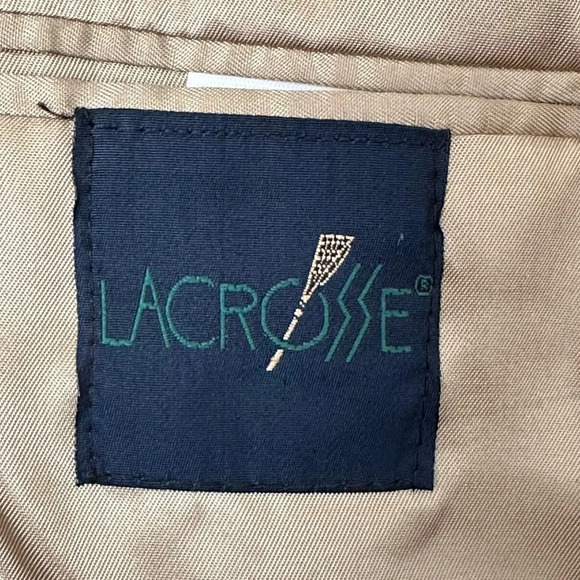 LACROSSE Vintage Wool Sport Coat Blazer Career Houndstooth Tan Elbow Patch 42L - Picture 11 of 16